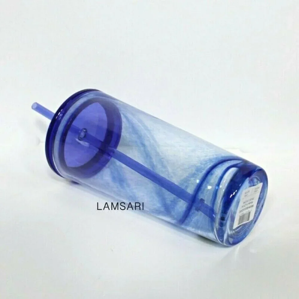 Starbucks Summer 2020 Blue Swirl Glass Tumbler 18 oz